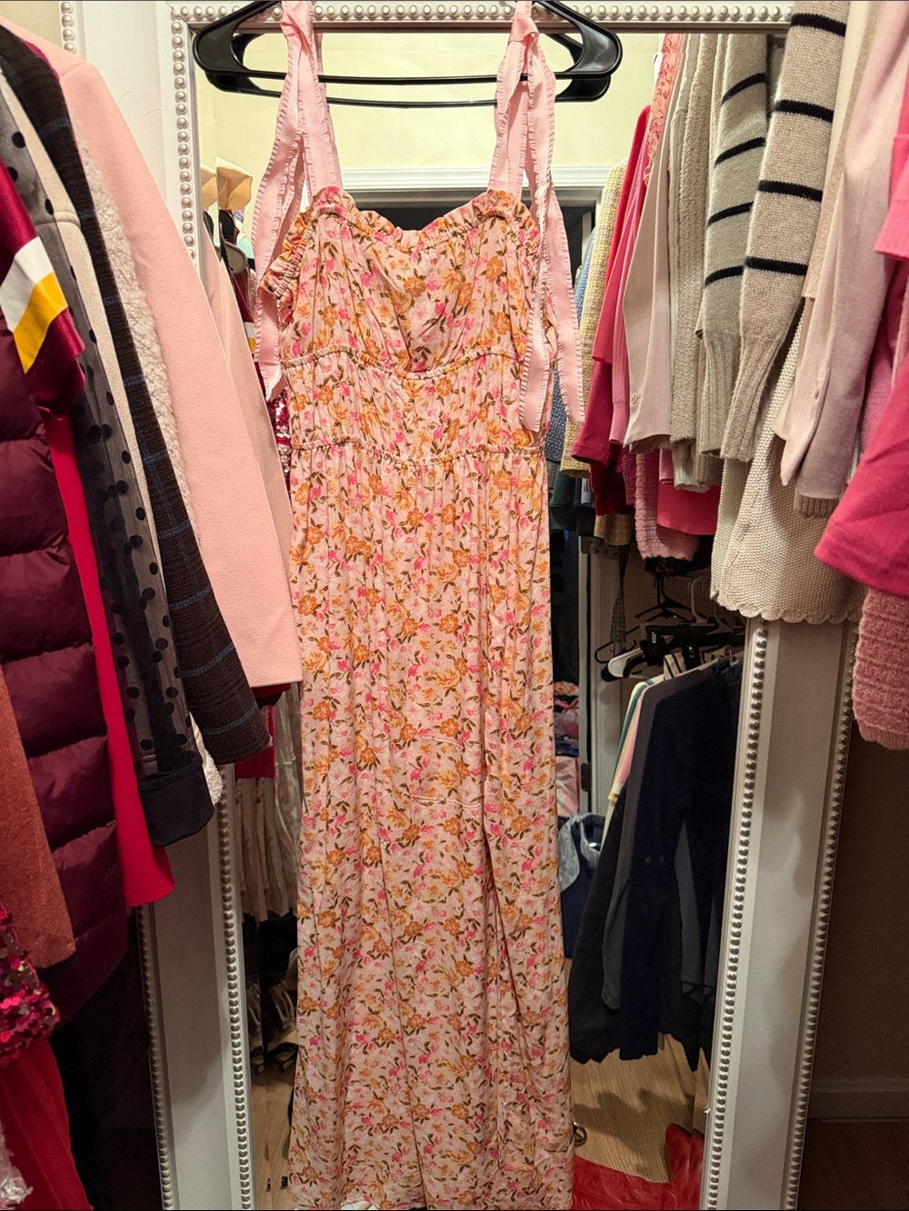 Floral Pink Sundress with Ruffle Straps